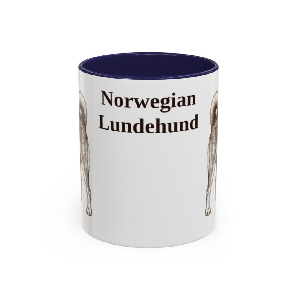 11oz Norwegian Lundehund Mug, Navy, front view