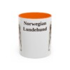 11oz Norwegian Lundehund Mug, Orange, front view