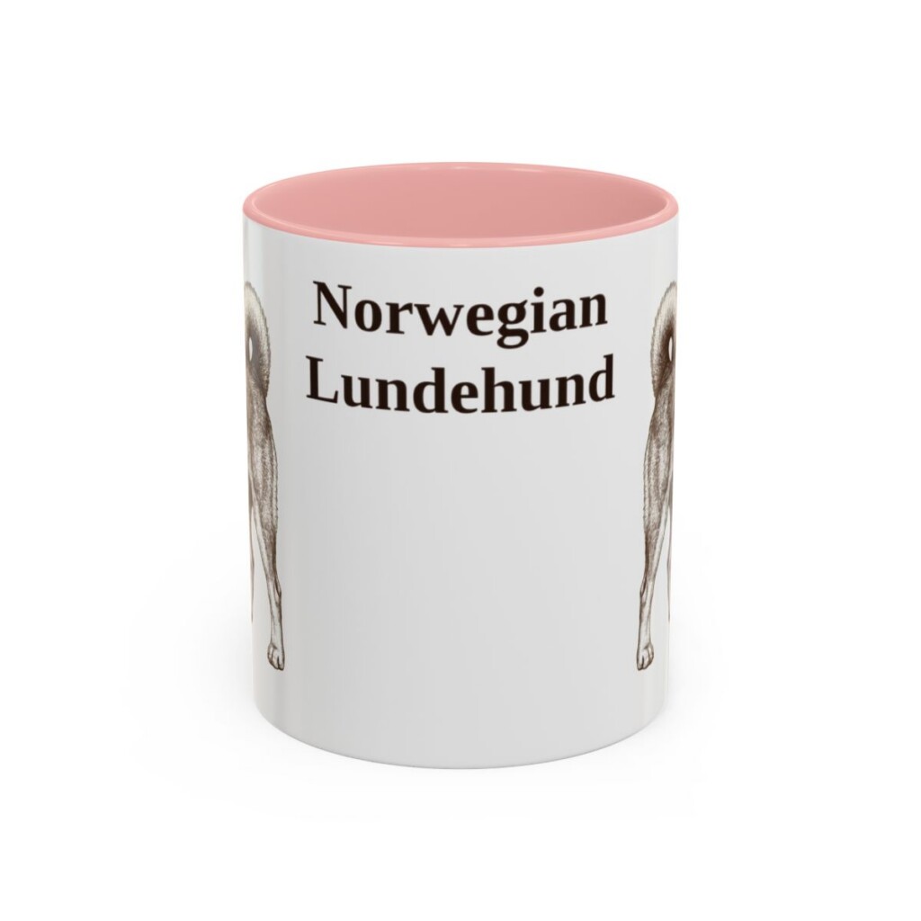 11oz Norwegian Lundehund Mug, Pink, front view