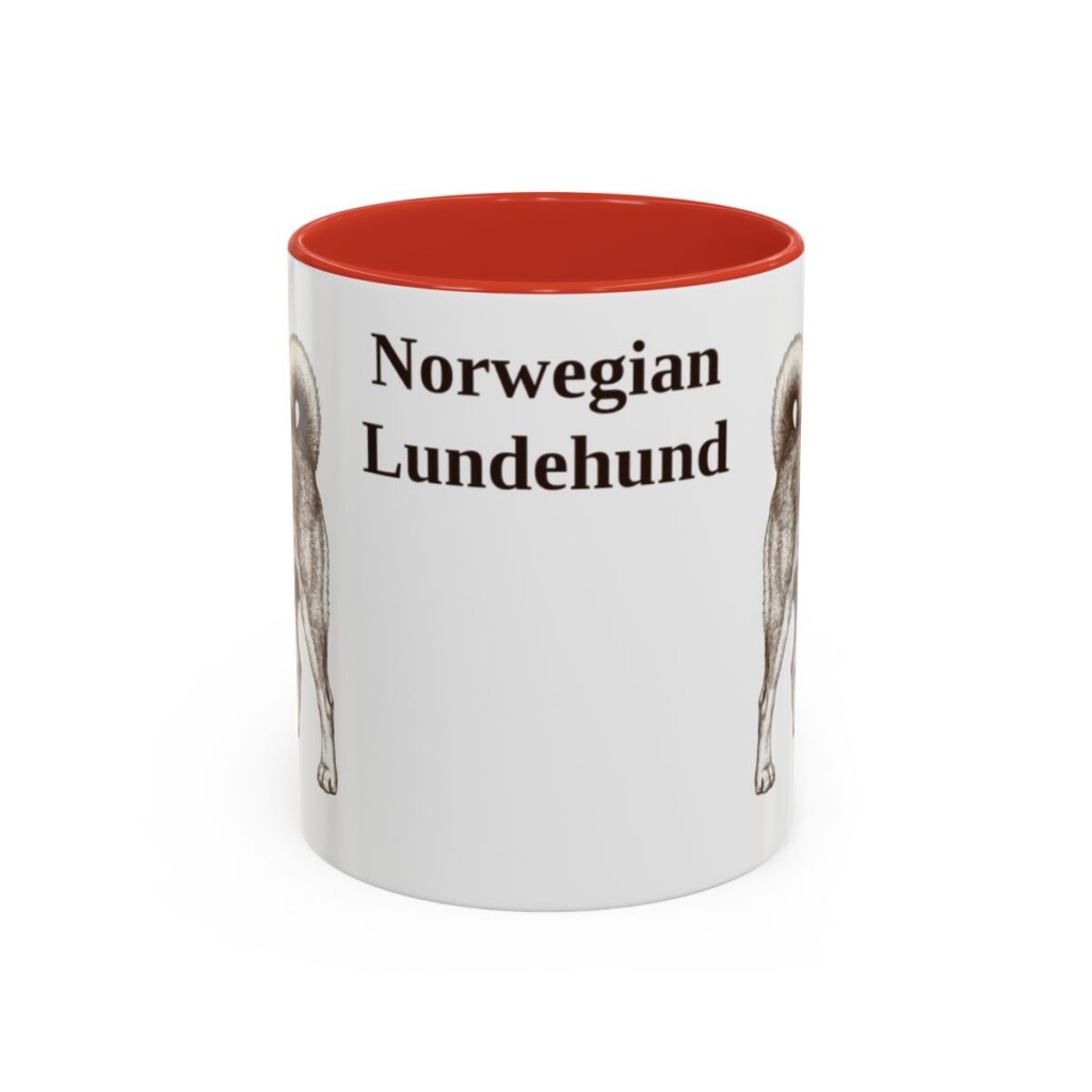 11oz Norwegian Lundehund Mug, Red, front view