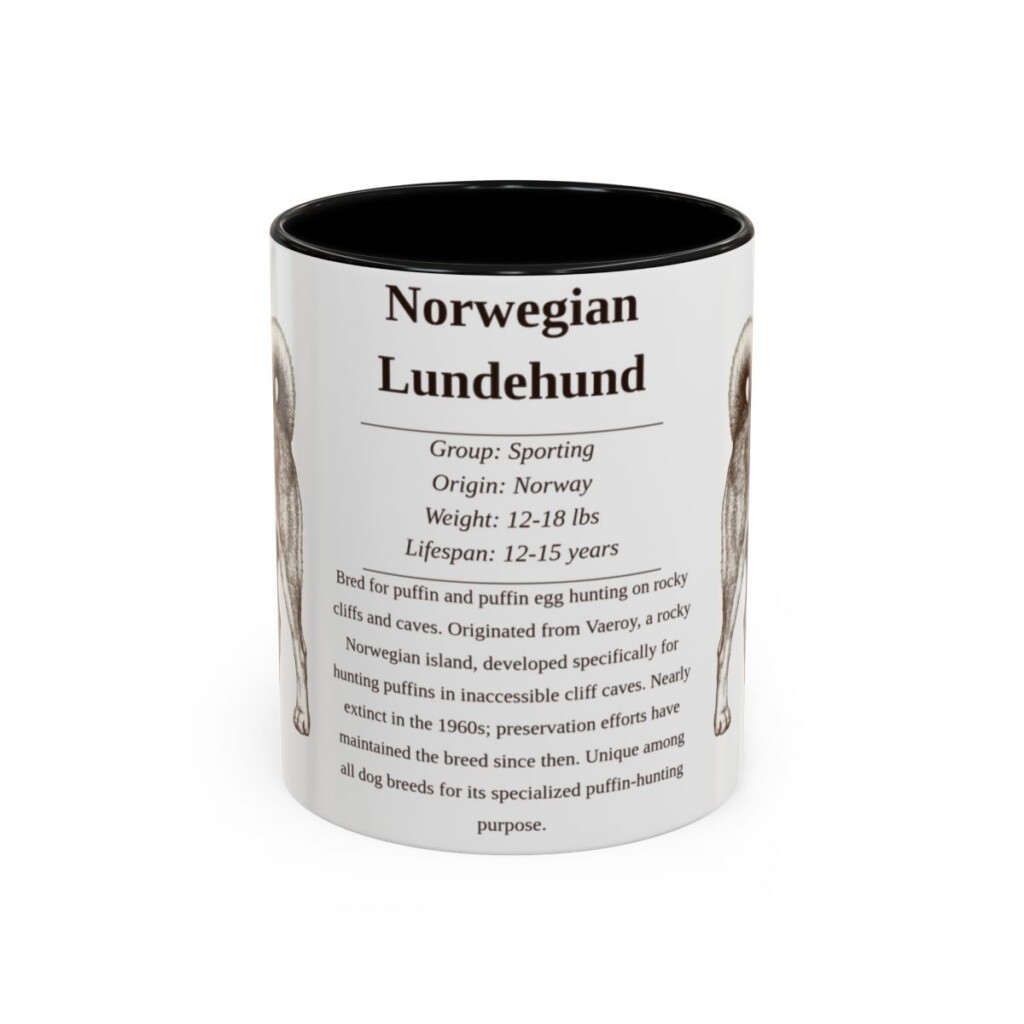 11oz Norwegian Lundehund Mug, Black, front view