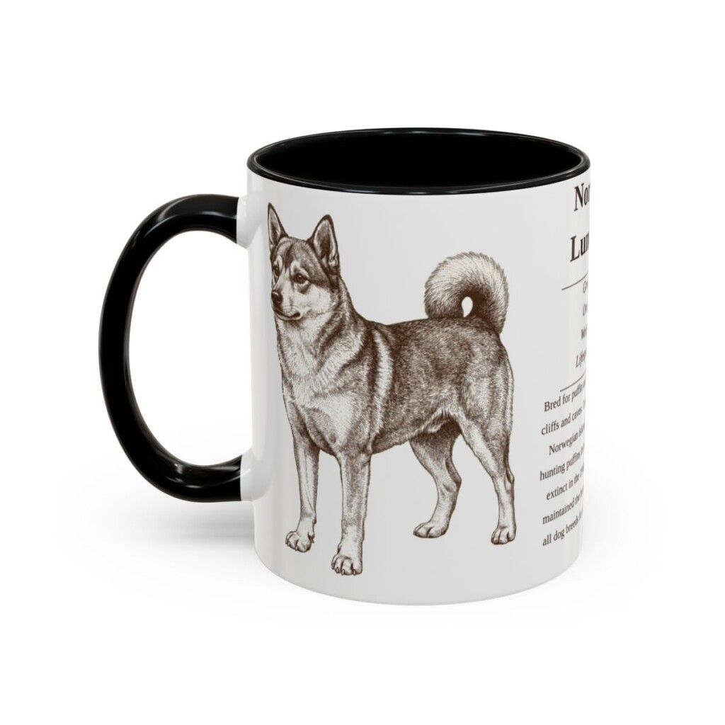 11oz Norwegian Lundehund Mug, Black, left side view