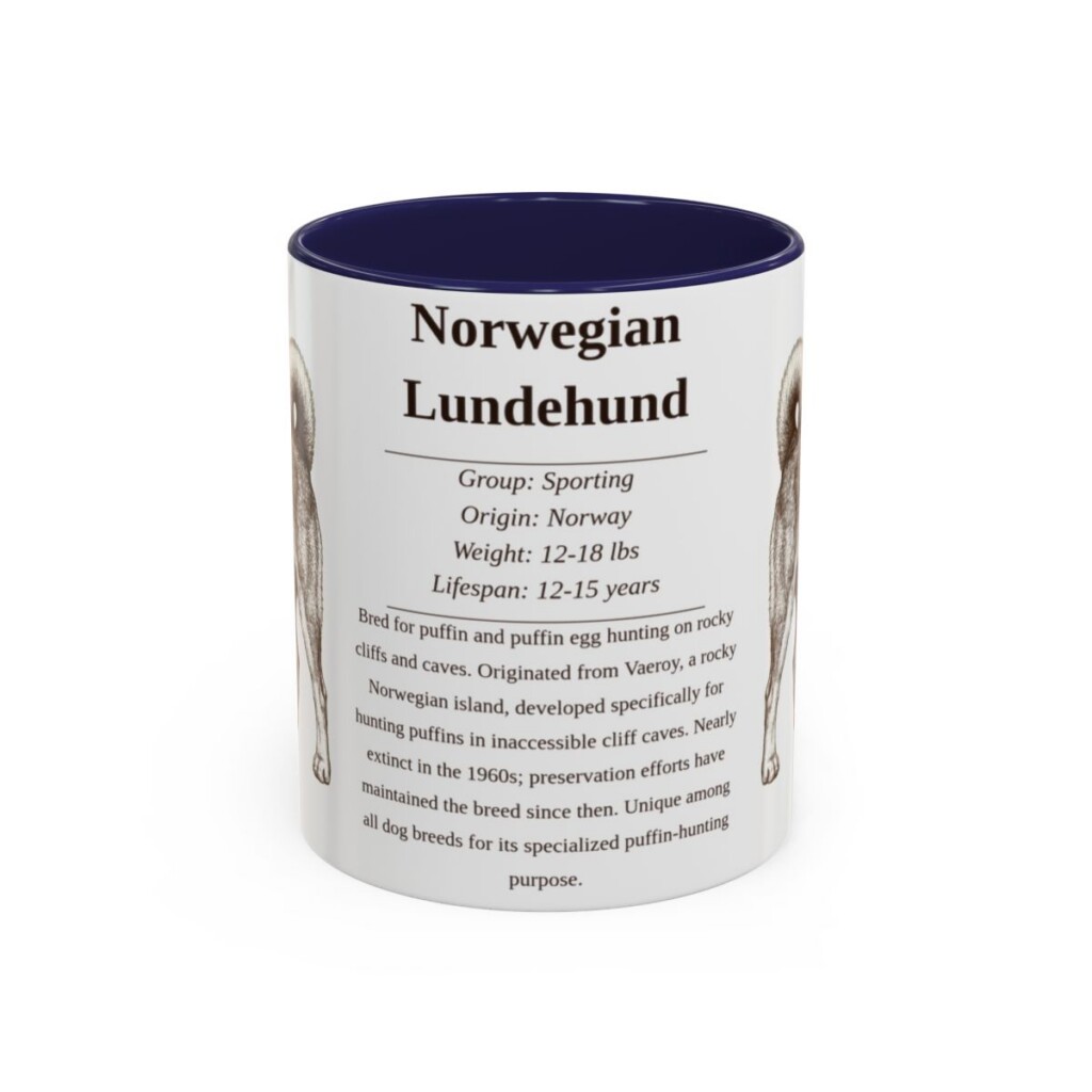 11oz Norwegian Lundehund Mug, Navy, front view