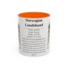 11oz Norwegian Lundehund Mug, Orange, front view