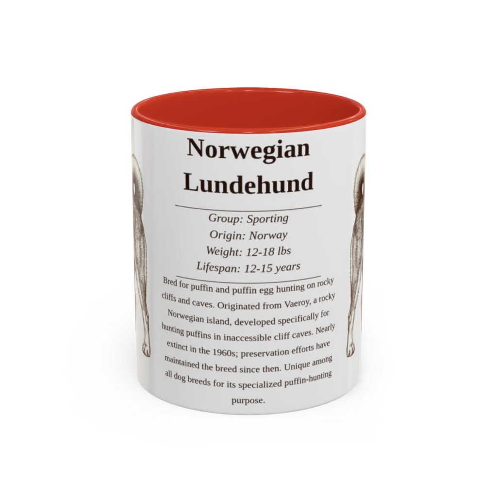 11oz Norwegian Lundehund Mug, Red, front view