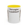 11oz Norwegian Lundehund Mug, Yellow, front view