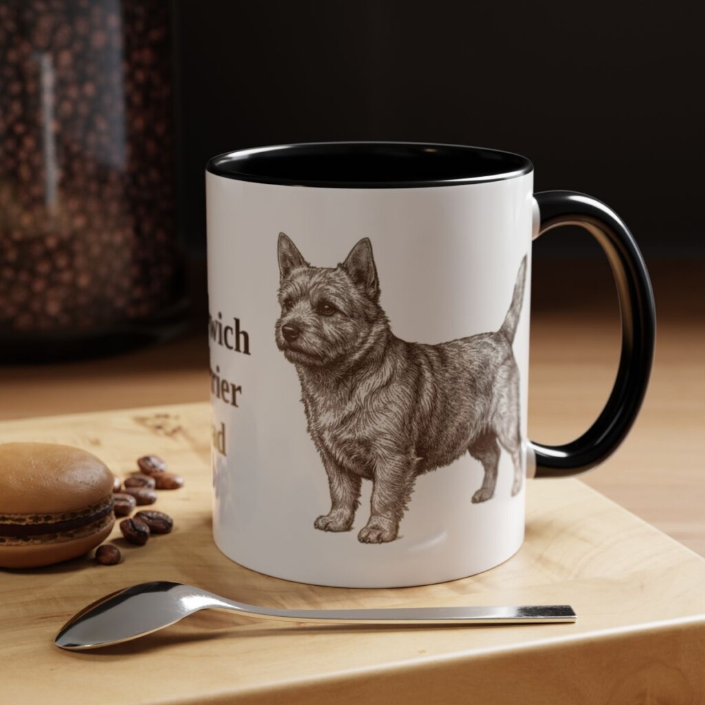 11oz Norwich Terrier Dog Dad Mug, Black, lifestyle photo