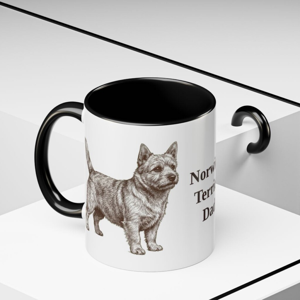 11oz Norwich Terrier Dog Dad Mug, Black, lifestyle photo