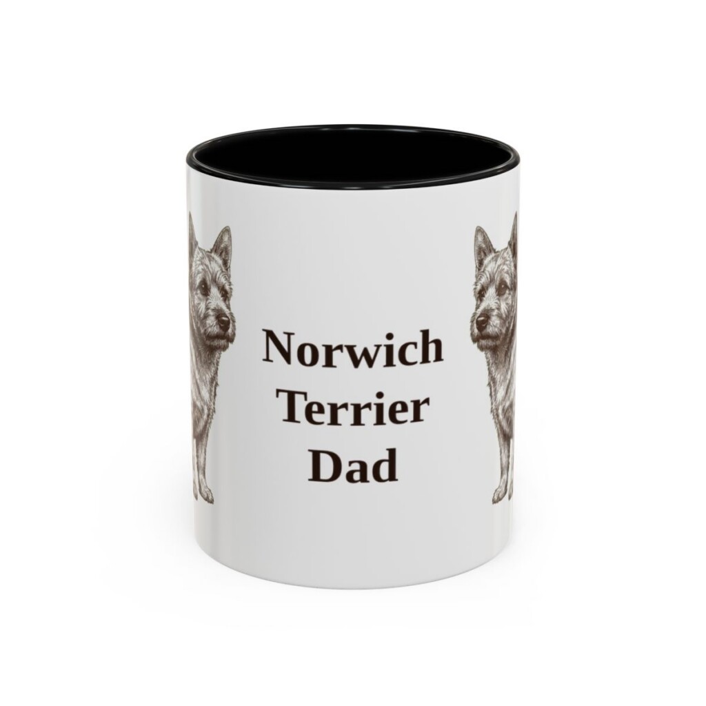 11oz Norwich Terrier Dog Dad Mug, Black, front view