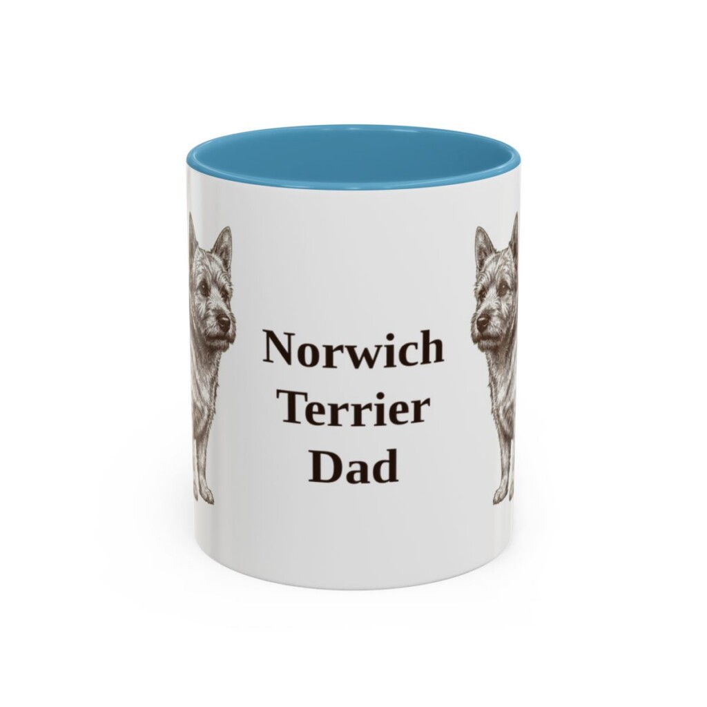 11oz Norwich Terrier Dog Dad Mug, Light Blue, front view