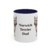 11oz Norwich Terrier Dog Dad Mug, Navy, front view