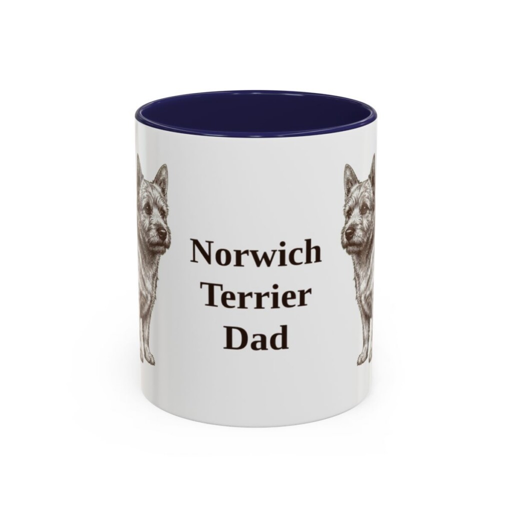 11oz Norwich Terrier Dog Dad Mug, Navy, front view