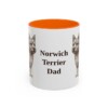 11oz Norwich Terrier Dog Dad Mug, Orange, front view
