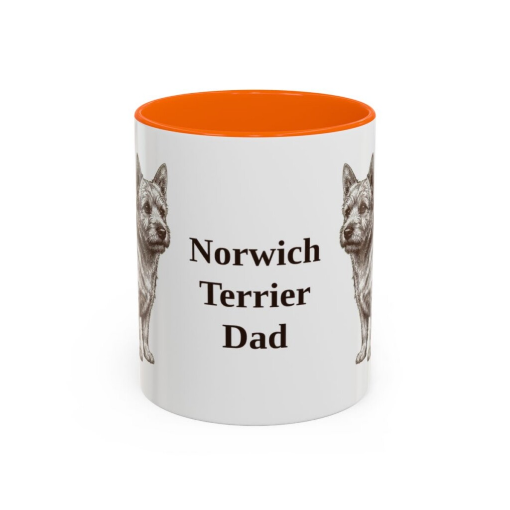 11oz Norwich Terrier Dog Dad Mug, Orange, front view