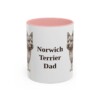 11oz Norwich Terrier Dog Dad Mug, Pink, front view