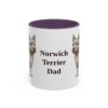 11oz Norwich Terrier Dog Dad Mug, Purple, front view