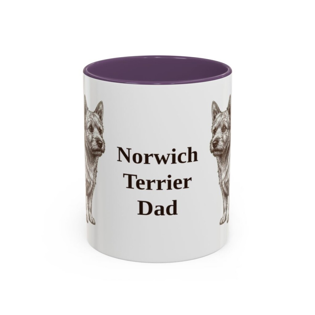 11oz Norwich Terrier Dog Dad Mug, Purple, front view