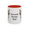 11oz Norwich Terrier Dog Dad Mug, Red, front view