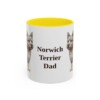 11oz Norwich Terrier Dog Dad Mug, Yellow, front view