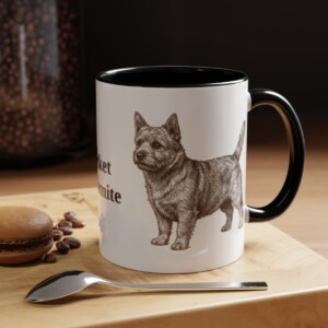 11oz Funny Norwich Terrier Mug, Black, lifestyle photo