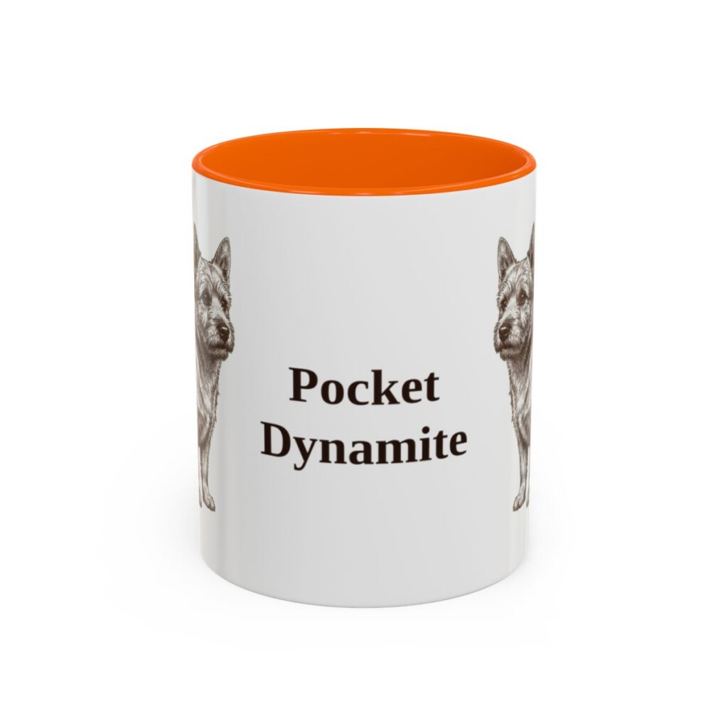 11oz Funny Norwich Terrier Mug, Orange, front view