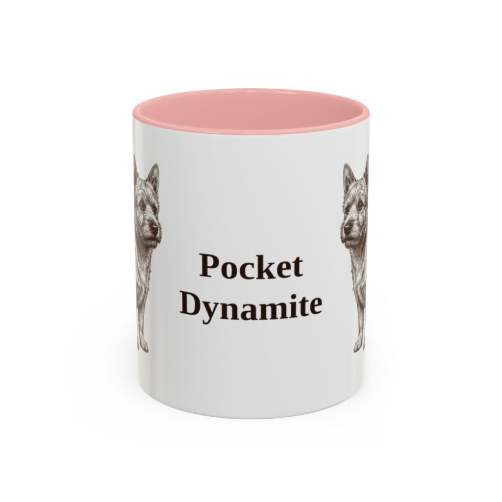 11oz Funny Norwich Terrier Mug, Pink, front view