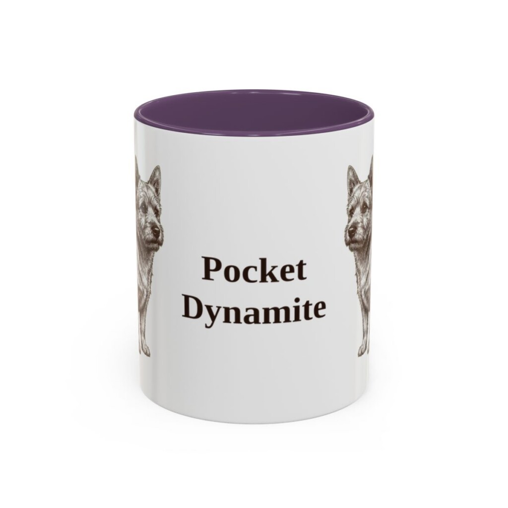 11oz Funny Norwich Terrier Mug, Purple, front view