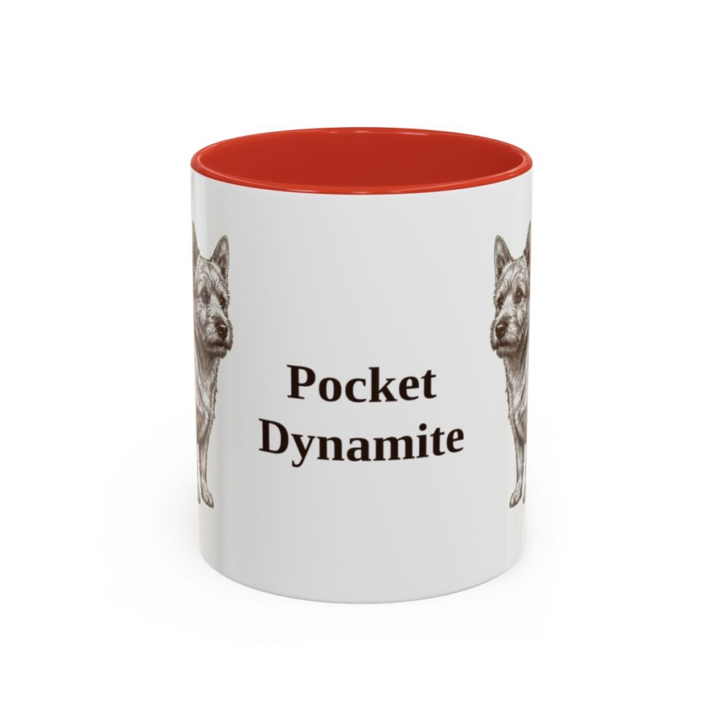 11oz Funny Norwich Terrier Mug, Red, front view