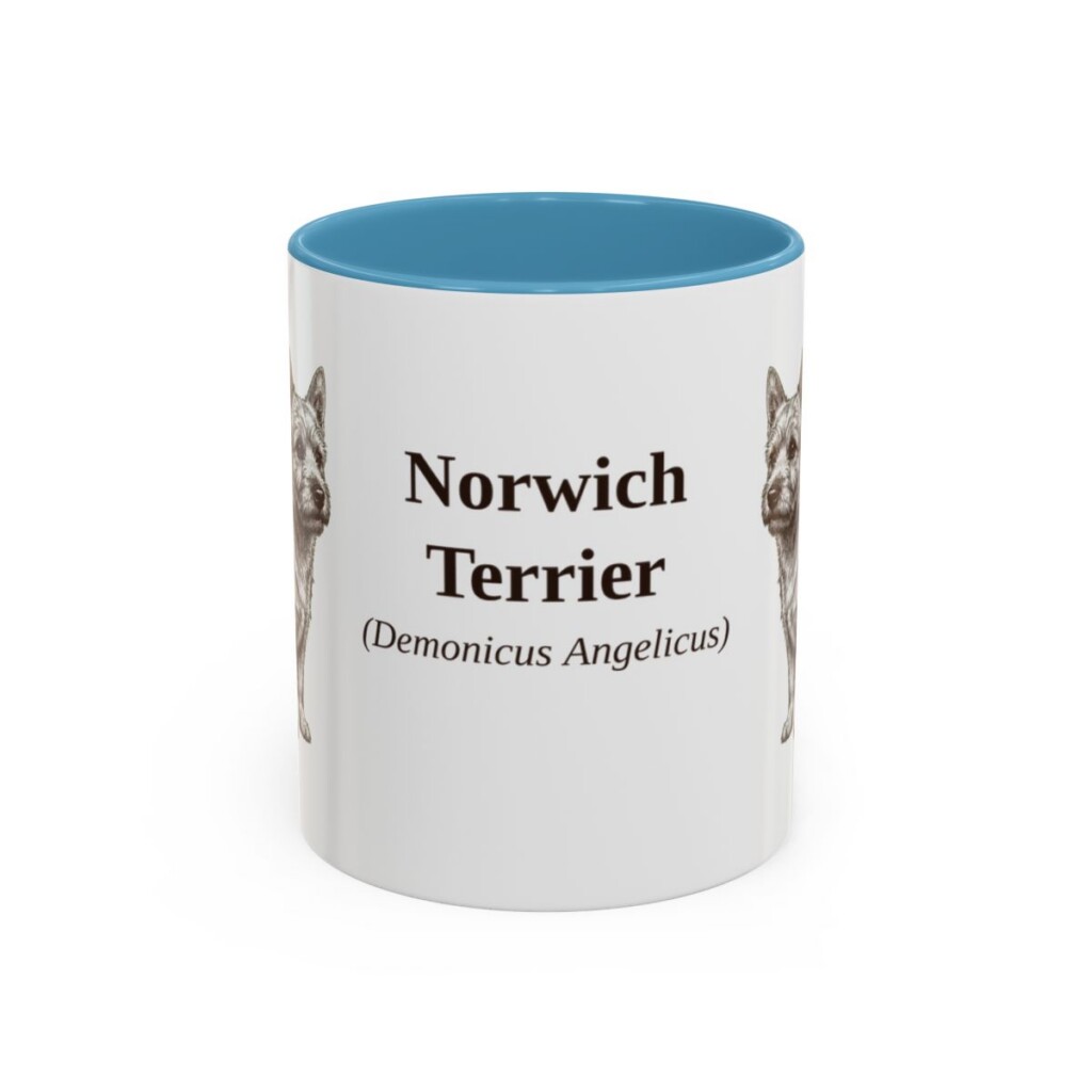 11oz Norwich Terrier Latin Mug, Light Blue, front view
