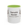 11oz Norwich Terrier Latin Mug, Light Green, front view
