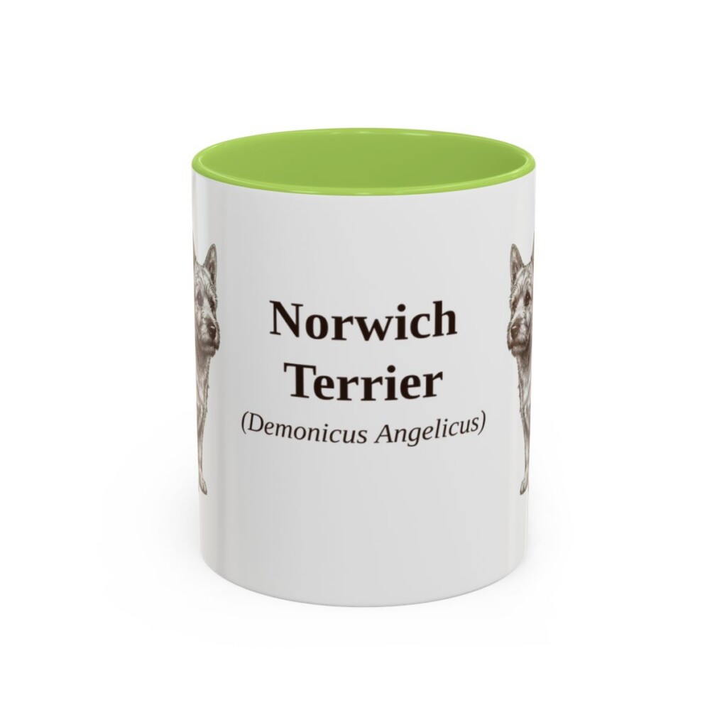 11oz Norwich Terrier Latin Mug, Light Green, front view