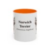 11oz Norwich Terrier Latin Mug, Orange, front view