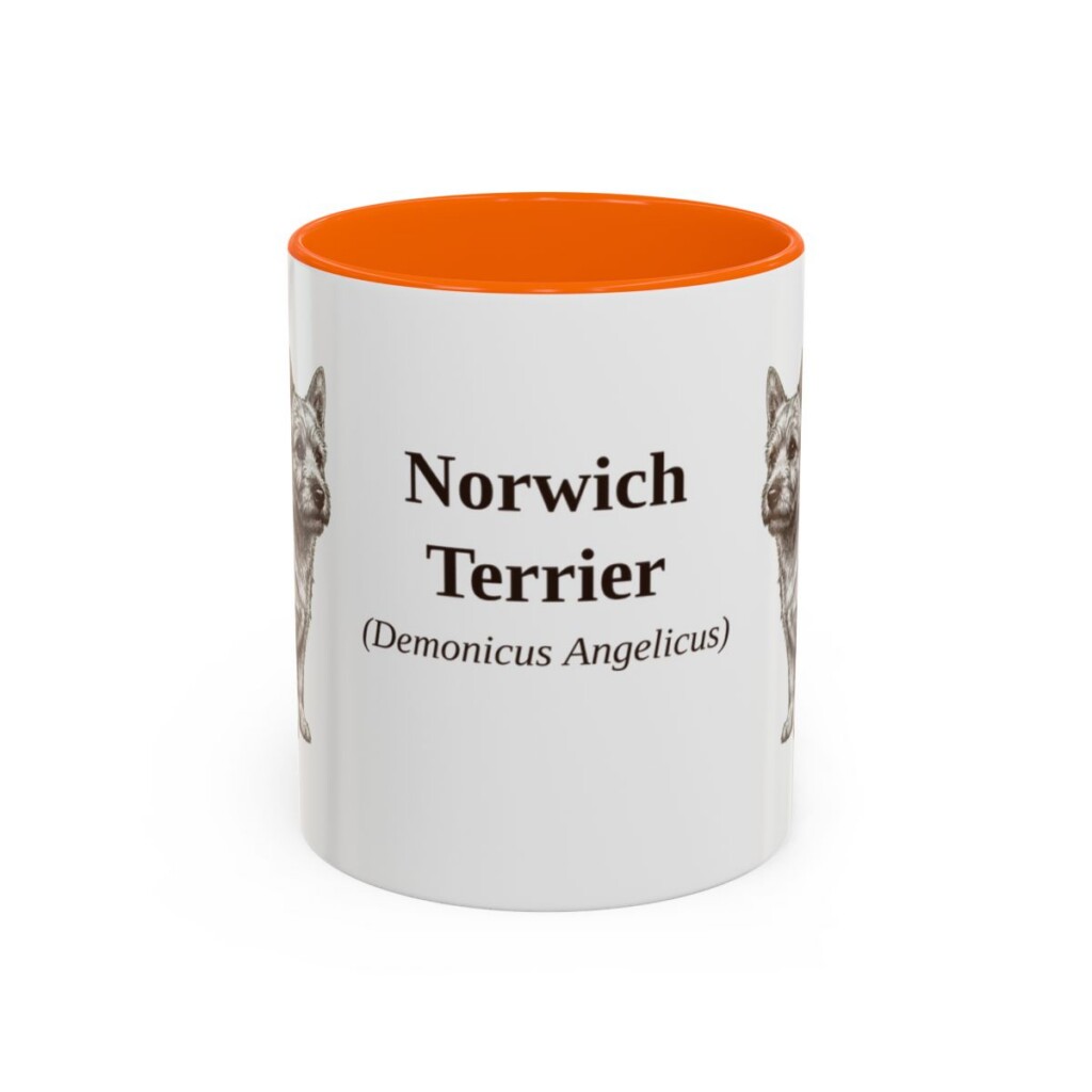 11oz Norwich Terrier Latin Mug, Orange, front view