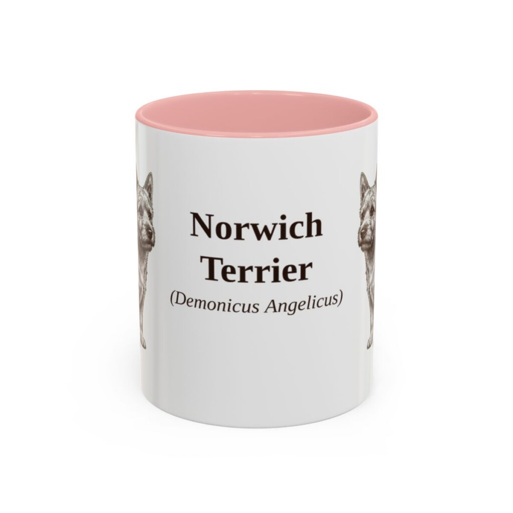 11oz Norwich Terrier Latin Mug, Pink, front view
