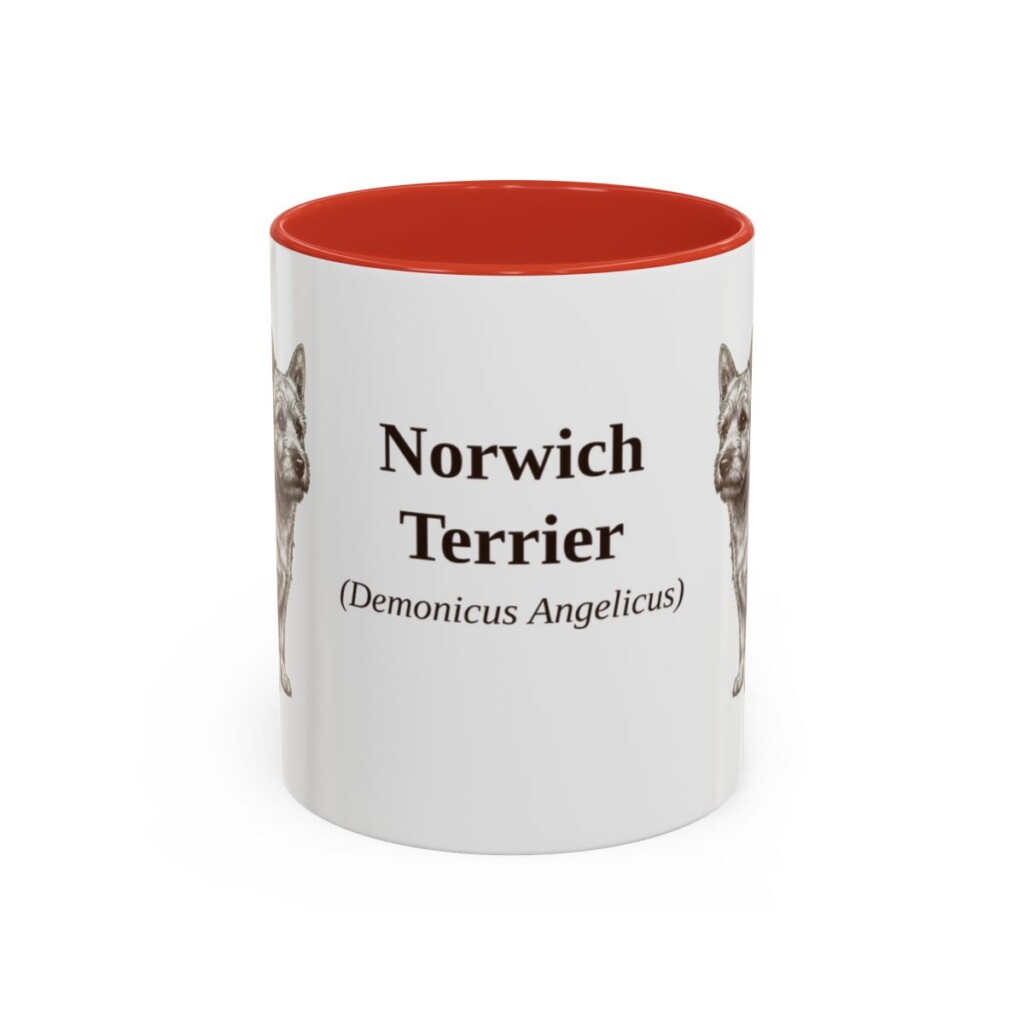 11oz Norwich Terrier Latin Mug, Red, front view