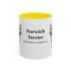 11oz Norwich Terrier Latin Mug, Yellow, front view