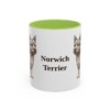 11oz Norwich Terrier Mug, Light Green, front view