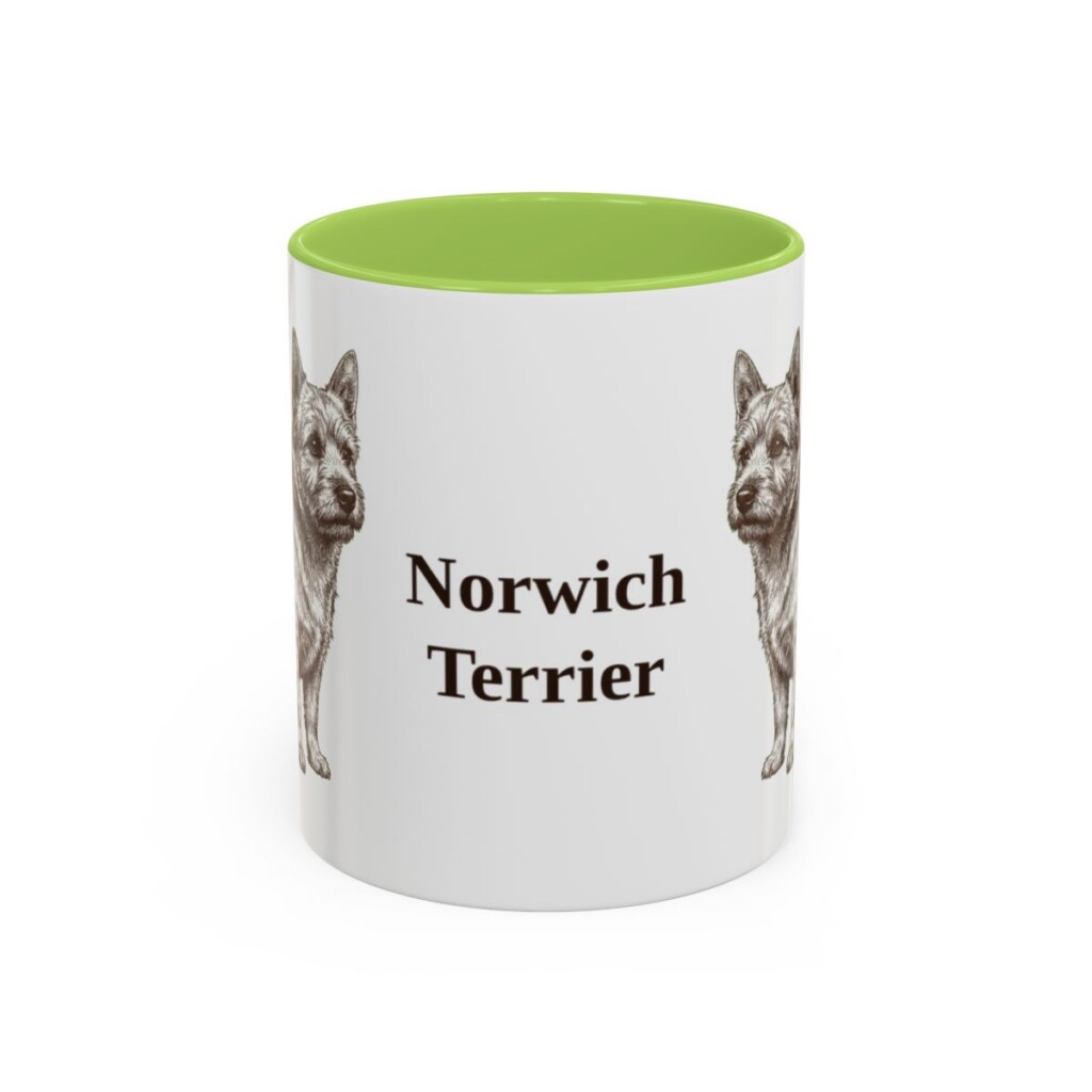 11oz Norwich Terrier Mug, Light Green, front view