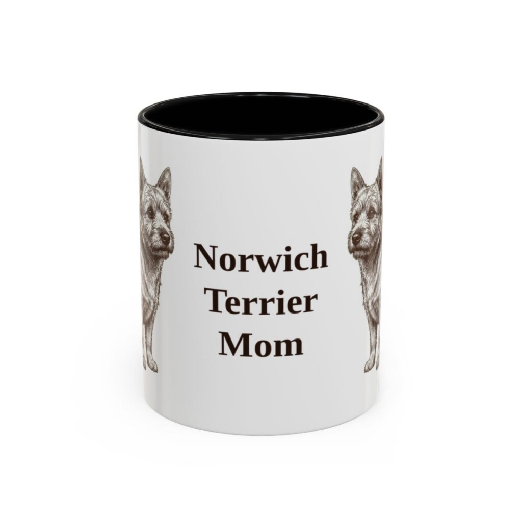 11oz Norwich Terrier Dog Mom Mug, Black, front view