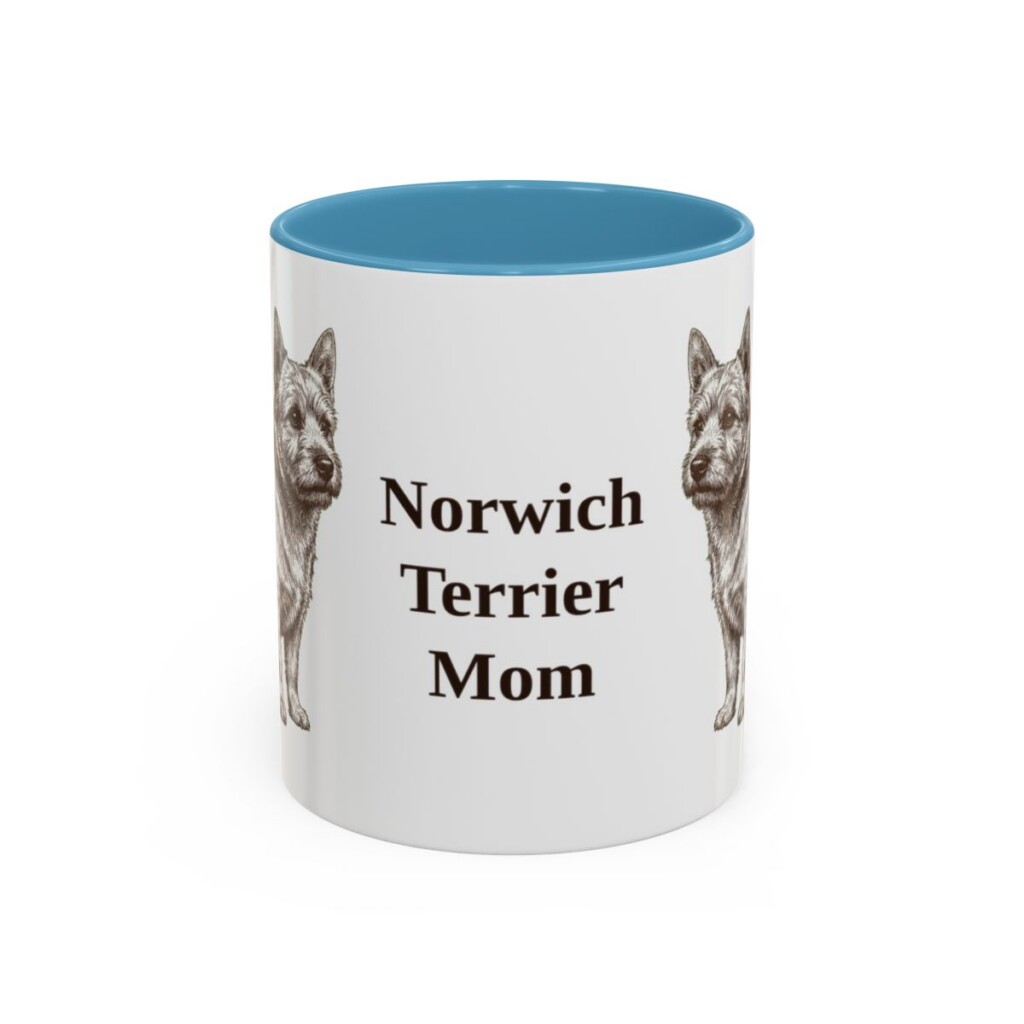 11oz Norwich Terrier Dog Mom Mug, Light Blue, front view