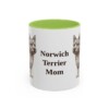 11oz Norwich Terrier Dog Mom Mug, Light Green, front view
