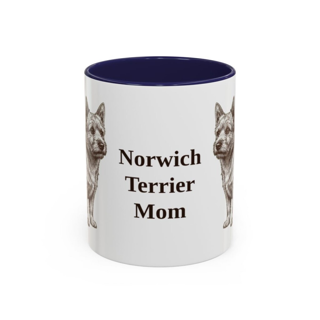 11oz Norwich Terrier Dog Mom Mug, Navy, front view