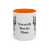11oz Norwich Terrier Dog Mom Mug, Orange, front view