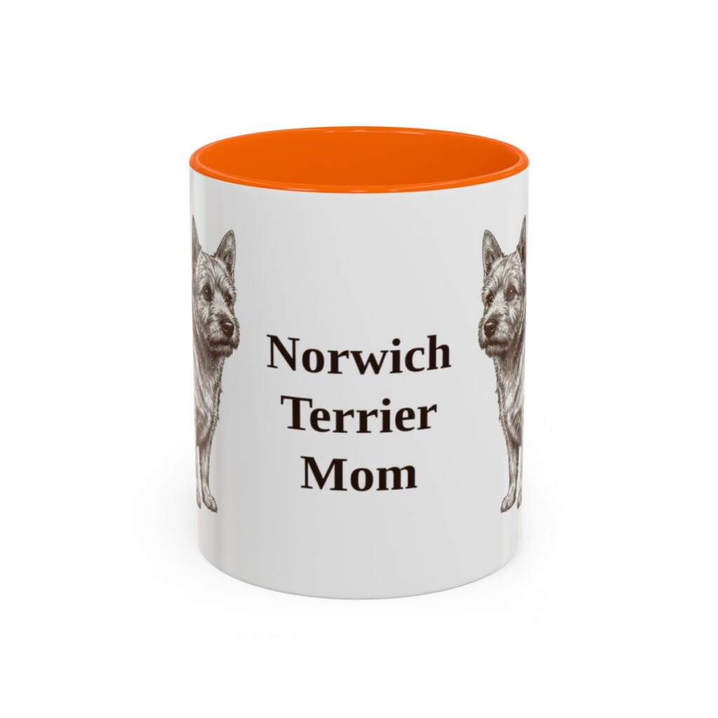 11oz Norwich Terrier Dog Mom Mug, Orange, front view
