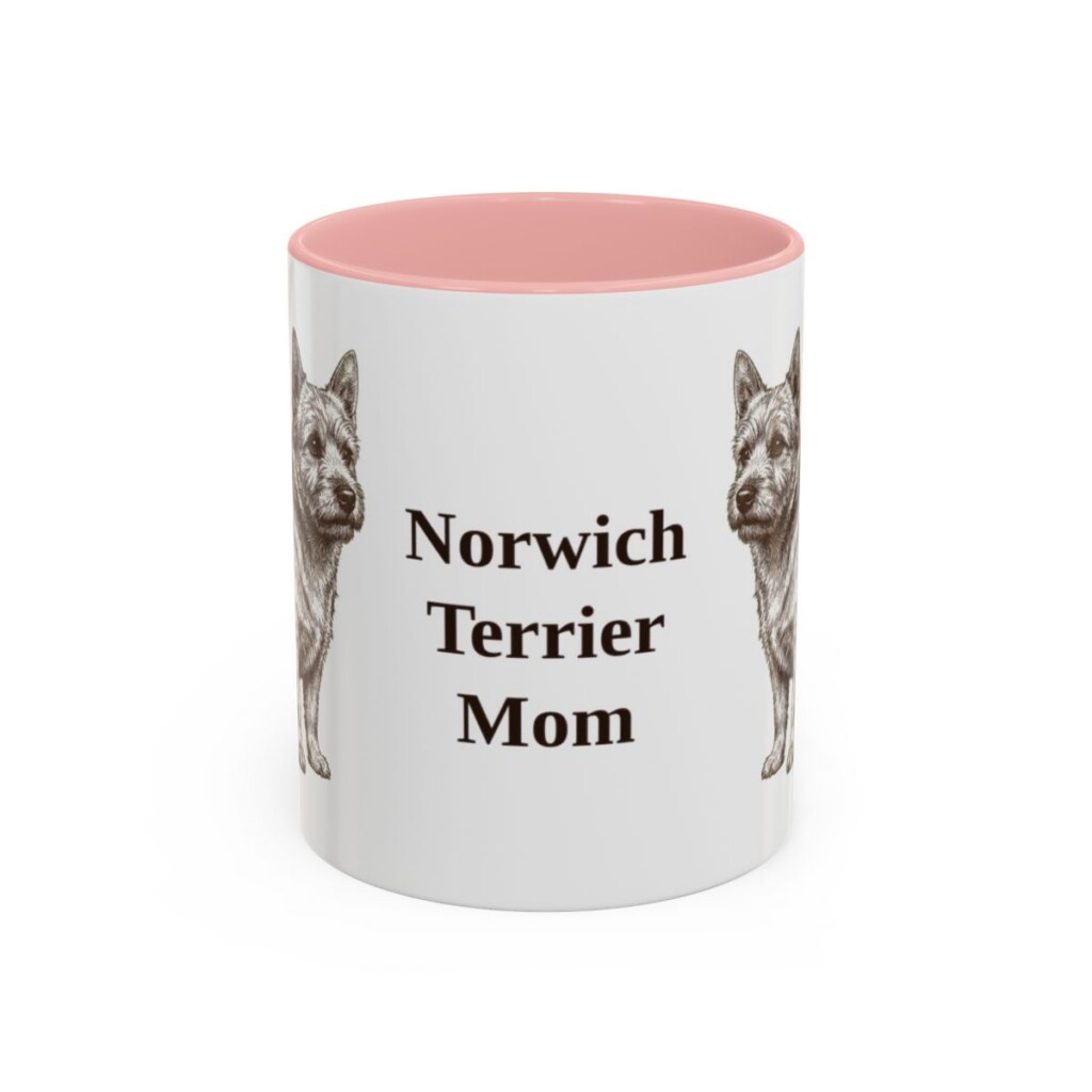 11oz Norwich Terrier Dog Mom Mug, Pink, front view