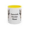 11oz Norwich Terrier Dog Mom Mug, Yellow, front view
