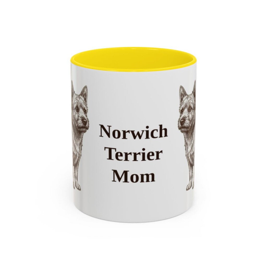 11oz Norwich Terrier Dog Mom Mug, Yellow, front view