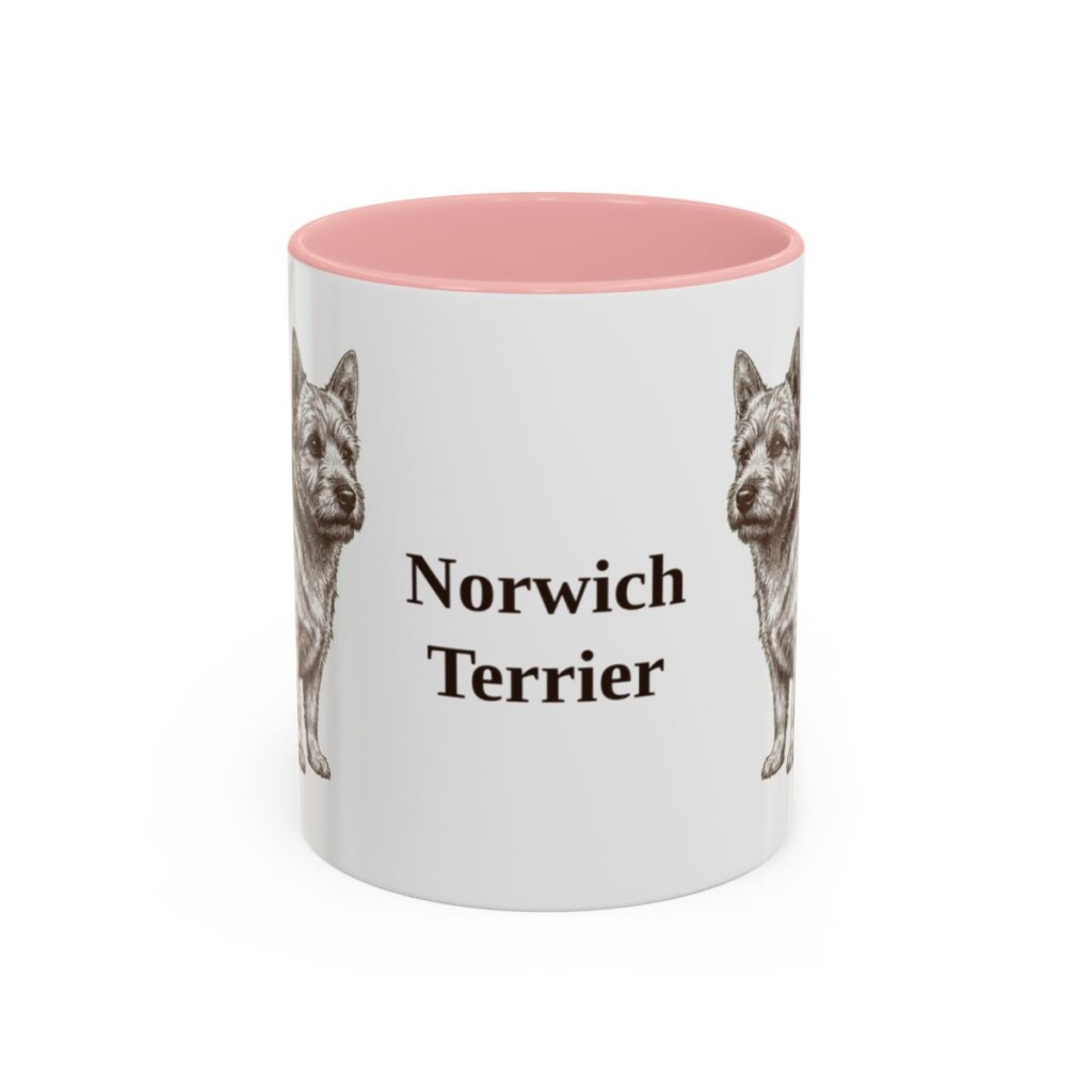 11oz Norwich Terrier Mug, Pink, front view