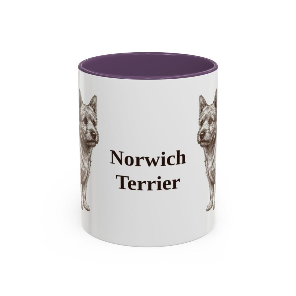 11oz Norwich Terrier Mug, Purple, front view