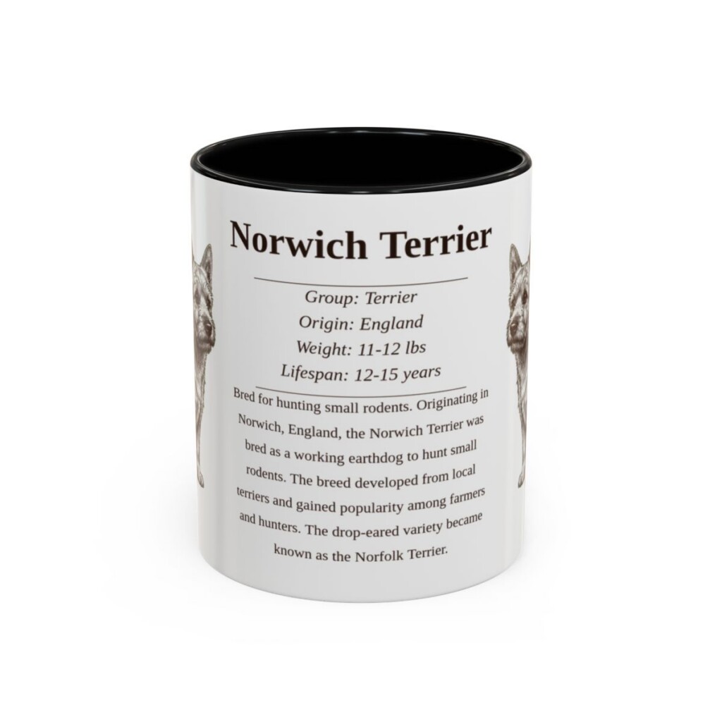 11oz Norwich Terrier Mug, Black, front view